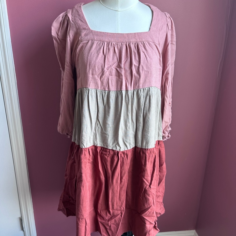 Umgee Long Sleeve Color Block Dress